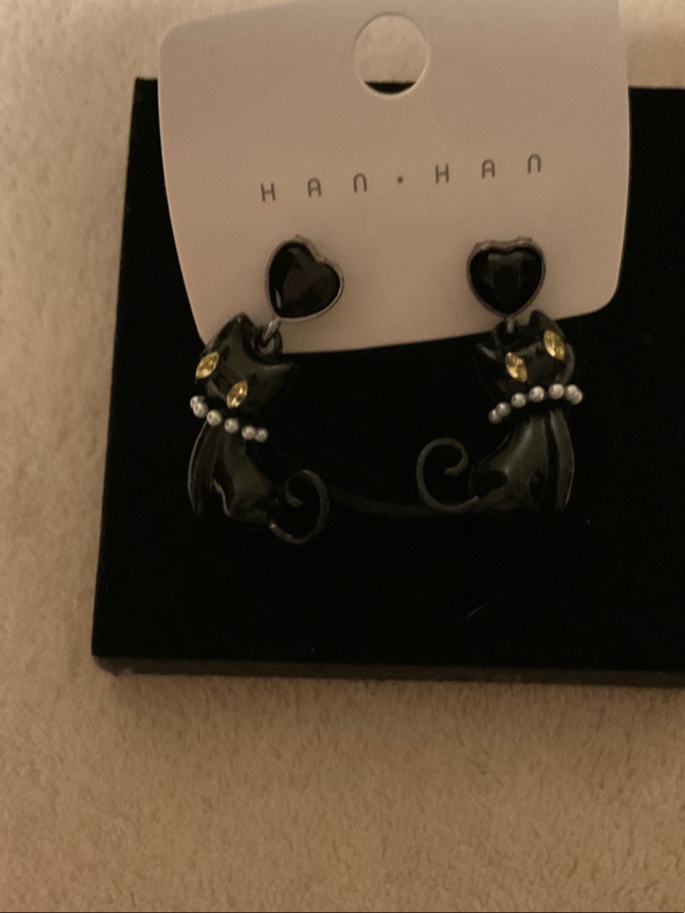 Black Cat Pendant Necklace with Heart Accent